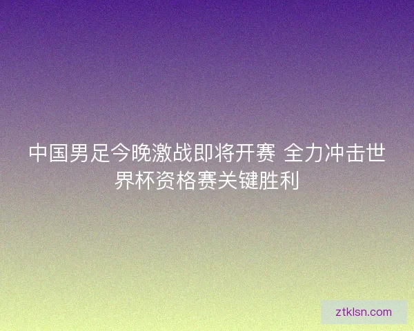 中国男足今晚激战即将开赛 全力冲击世界杯资格赛关键胜利